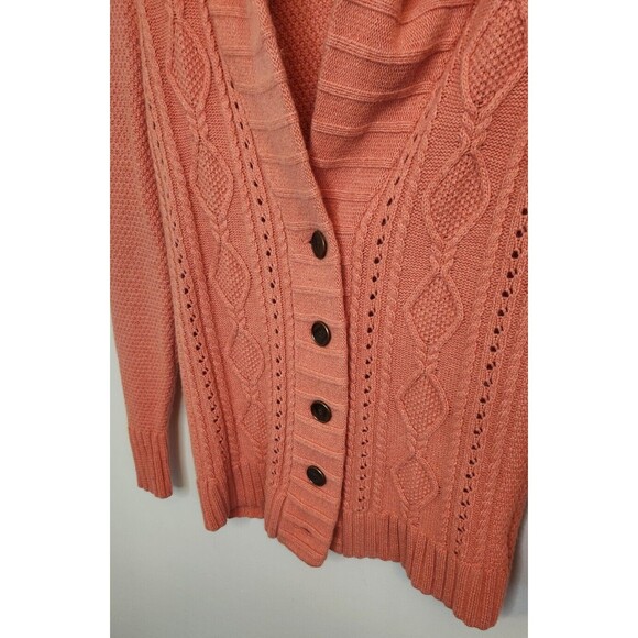 Fossil Womens Cableknit Cardigan Wool Cashmere Blend Shawl Collar Extra Small - Picture 2 of 10